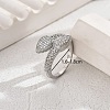 Fashionable Brass Inlaid Rhinestones Teardrop Cuff Open Ring for Women's Vacation Wedding FD7875-2-1
