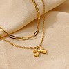304 Stainless Steel Bowknot Pendant Necklaces NJEW-L182-001G-02-3