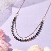 6mm Round Natural Indian Agate Beaded Lariat Necklaces NJEW-JN04964-2