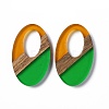 Transparent Resin & Walnut Wood Pendants RESI-M027-02I-2