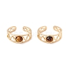 Natural Gemstone Half Round Open Cuff Ring RJEW-B039-04G-2