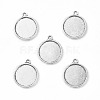 Tibetan Style Antique Silver Alloy Flat Round Pendant Cabochon Settings X-TIBEP-M022-29AS-1