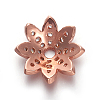 Brass Micro Pave Cubic Zirconia Bead Caps ZIRC-E158-12RG-2