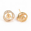 Brass Micro Pave Clear Cubic Zirconia Stud Earring Findings KK-S356-241-NF-2