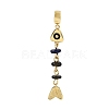 Brass Pave Cubic Zirconia Clear Cubic Zirconia & Natural Lapis Lazuli & Enamel European Dangle Charms GG-CBA3401-01G-A06-1
