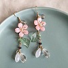 Flower with Teardrop Alloy Resin Dangle Earrings FS-WG8E2A2-01-1