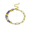 Bohemian Natural Amethyst Heishi Beads Bracelets with 304 Stainless Steel Paperclip Chains WGD41F4-02-3