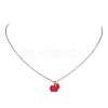 Glass Seed Heart Pendant Necklaces NJEW-MZ00020-02-4