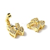 Rack Plating Brass Micro Pave Clear Cubic Zirconia Fold Over Clasps KK-G448-03G-4