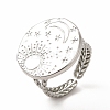 Non-Tarnish 304 Stainless Steel Sun & Moon Planet Open Cuff Ring for Women RJEW-B027-20P-1