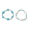 2Pcs Starfish & Turtle Synthetic Turquoise Beads Stretch Bracelets for Women BJEW-JB11921-2