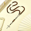 Wood Rosary Bead Necklaces NJEW-TA00081-3