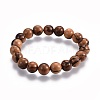Woman's Wood Beads Stretch Bracelets BJEW-JB04121-01-1