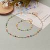 Faceted Glass Beaded Bracelet & Necklace Jewelry Sets SJEW-JS01160-10