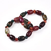 Natural Agate Bead Stretch Bracelets G-P570-01F-4