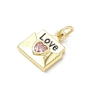 Brass Micro Pave Cubic Zirconia Charms KK-H255-28G-2
