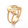 Ion Plating(IP) 201 Stainless Steel Skull Finger Ring RJEW-J051-08G-1