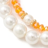 2Pcs 2 Style Easter Theme Glass & Shell Pearl Beaded Stretch Bracelets Set BJEW-TA00303-02-3