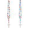 DICOSMETIC 2Pcs 2 Colors Alloy Rhinestone Cross Charm Bracleet with Colorful Resin Evil Eye Beaded Chains BJEW-DC0001-07-1