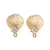 Brass with Clear Cubic Zirconia Stud Earring Findings KK-G491-57B-G-1