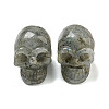 Halloween Natural Labradorite Skull Figurines DJEW-L021-01F-1