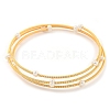 Three-Loops Brass & Natural Freshwater Pearl Beaded Wrap Bracelets for Women BJEW-F470-01G-1