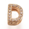 Golden Plated Brass Micro Pave Cubic Zirconia Slide Charms ZIRC-L075-61D-G-1