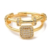 Adjustable Brass Micro Pave Cubic Zirconia Rings for Women RJEW-G325-03G-B-2