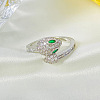 Snake Brass Micro Pave Cubic Zirconia Cuff Rings FS-WG5D2E3-05-1