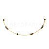 5MM Round Natural Mixed Stone Beads Brass Cable Chain Necklaces for Women NJEW-JN06378-5