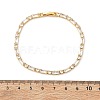 Brass Pave Clear Cubic Zirconia Rectangle & Flat Round Link Bracelets BJEW-YWC0002-02G-5