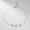 Stainless Steel Heart Bib Necklace with Imitation Pearl Beaded Chains for Women TT5673-1