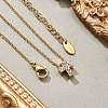 304 Stainless Steel Crystal Rhinestone Pendant Cable Chain Necklaces for Women LS-NJEW-C062-01D-G-2