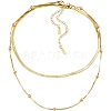 304 Stainless Steel Herringbone & Satellite Chains Double Layer Necklaces BJEW-K257-05G-5