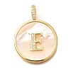 Rack Plating Brass Micro Pave Clear Cubic Zirconia Pendants with Shell KK-M309-42G-E-1