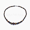 Natural Tiger Eye Graduated Beads Necklaces and Bracelets Jewelry Sets SJEW-L132-09-2