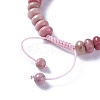 Adjustable Natural Rhodonite Braided Bead Bracelets BJEW-F369-A14-3