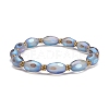 Twist Oval Frosted Glass Beads Stretch Bracelet for Women Girl BJEW-JB07247-2