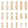 SUPERFINDINGS 18Pcs 9 Style Unfinished Wooden Peg Dolls Display Decorations WOOD-FH0002-08-1