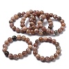 Natural Sunstone Round Beads Stretch Bracelets for Women BJEW-Z158-03A-01-4