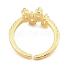 Rack Plating Brass Micro Pave Clear Cubic Zirconia Cuff Rings for Women RJEW-S392-04G-3