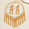 Alloy Hollow Flower Tassels Stud Dangle Earrings & Necklaces Sets for Women IF2968-2