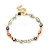 Evil Eye Brass Link Bracelets for Woamn BJEW-S157-05G-4