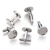 Tarnish Resistant Flat Round Stainless Steel Cuffinks X-STAS-P207-08P-D-1