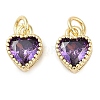 Real 18K Gold Plated Brass Inlaid Cubic Zirconia Charms ZIRC-L100-074G-03-1