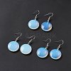 Gemstone Flat Round Dangle Earrings EJEW-D188-03P-6