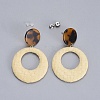 Handmade Raffia Woven Pendants Dangle Earrings Studs EJEW-JE03070-3