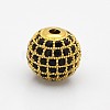 CZ Brass Micro Pave Grade AAA Black Color Cubic Zirconia Round Beads KK-O065-10mm-01G-NR-1