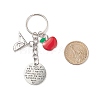 Red Apple Triangular Ruler Alloy Charm Keychain KEYC-TA00002-2