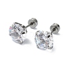 304 Stainless Steel Crystal Rhinestone Ear False Plugs STAS-C089-04E-P-1